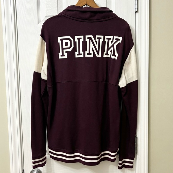 PINK Victorias Secret Half Zip Varsity Pullover Sweatshirt Women’s Size Large - Picture 6 of 9